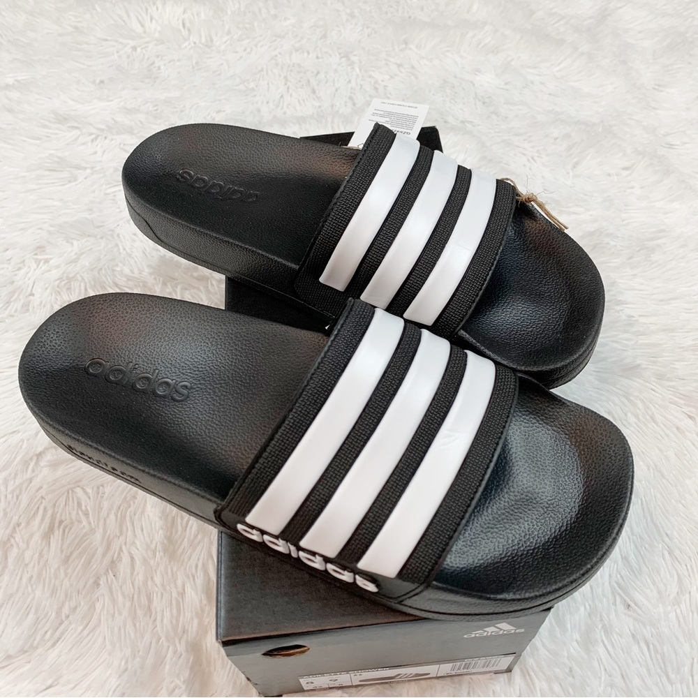 adidas Black & White Adilette Slide Sandals